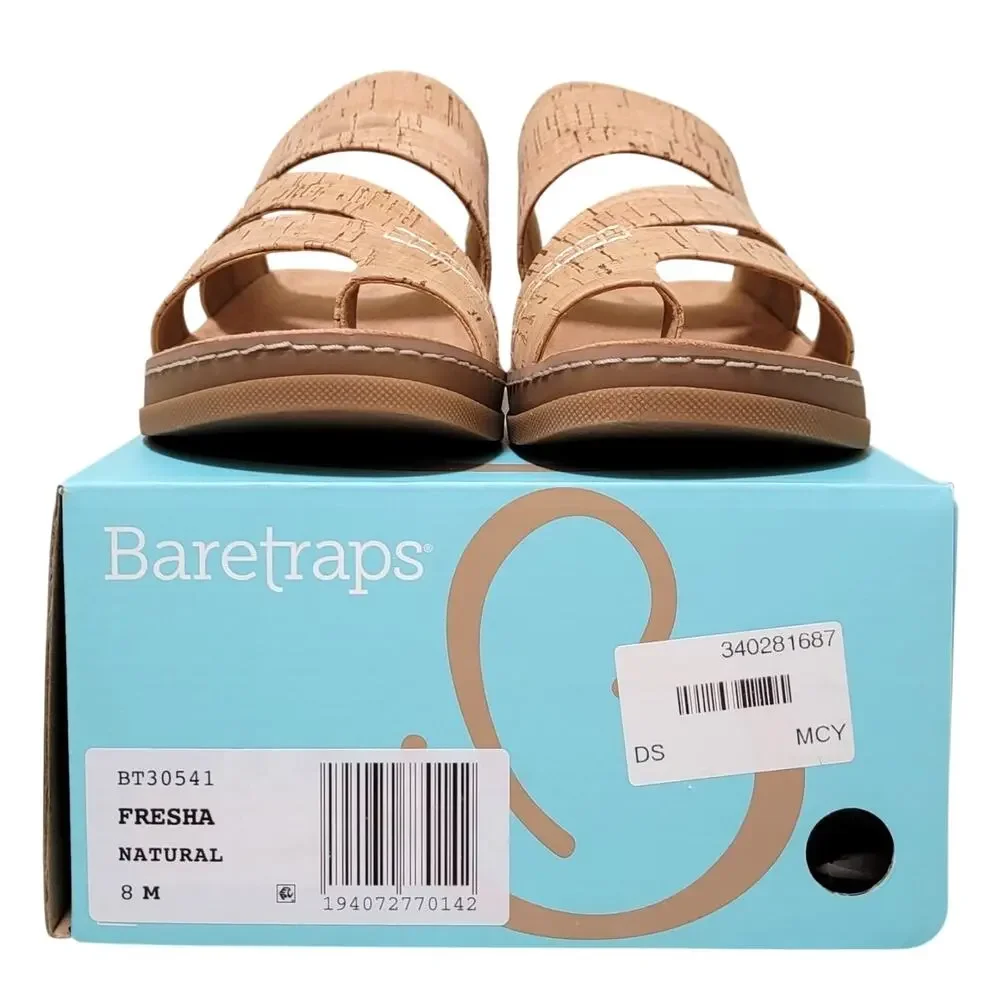 Baretraps Women Fresha Slip On Slide Sandals Size US 8M Natural Cork Brown